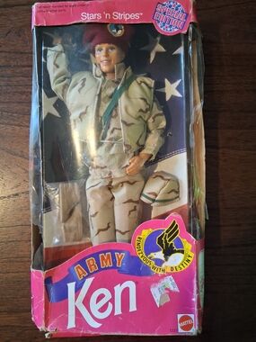 1992 Mattel Army Ken Soldier Doll with Desert Camo and Maroon Beret